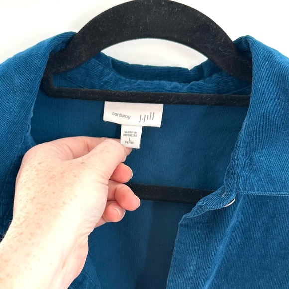 J. Jill Blue Corduroy Long Sleeve Button Down Shirt - Picture 3 of 4